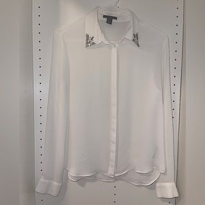 White long sleeve top with jewels